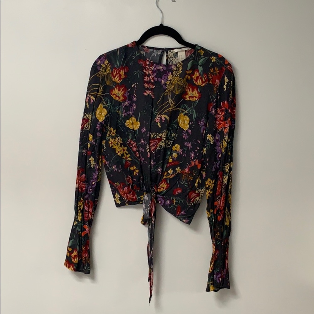 Floral long sleeve crop top